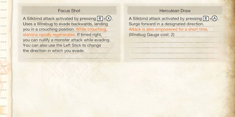 in-game bow silkbind move list