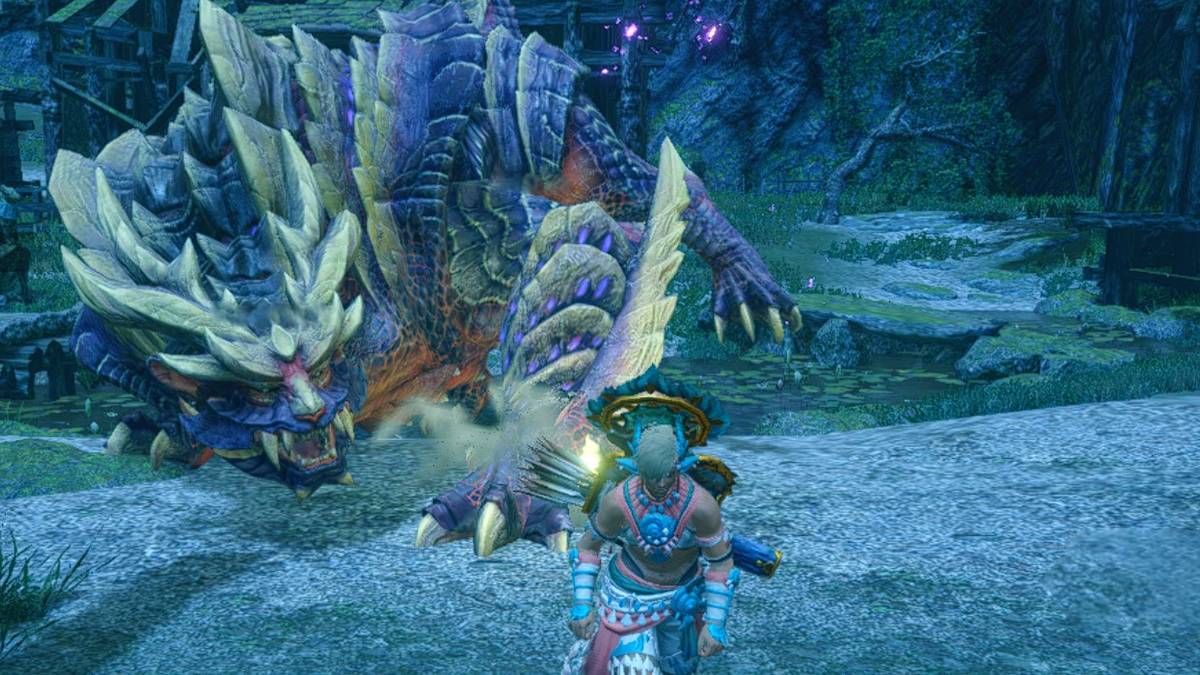 hunter running away from Magnamalo