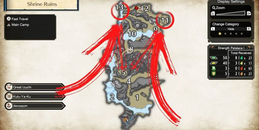 monster hunter rise shrine ruins map kelbi spawn