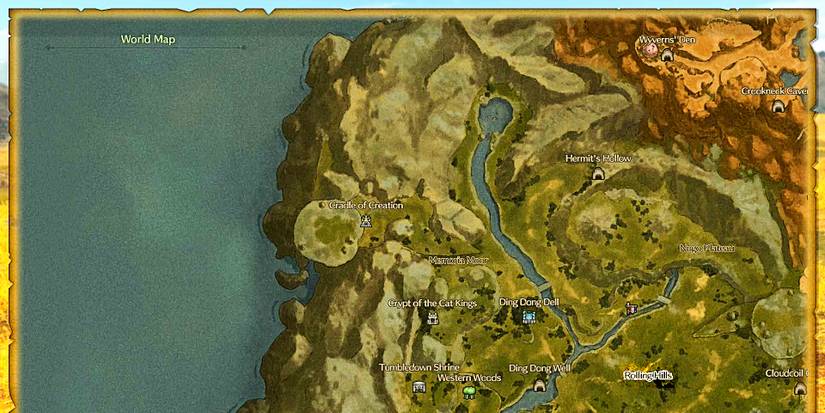 map showing rolling hills.