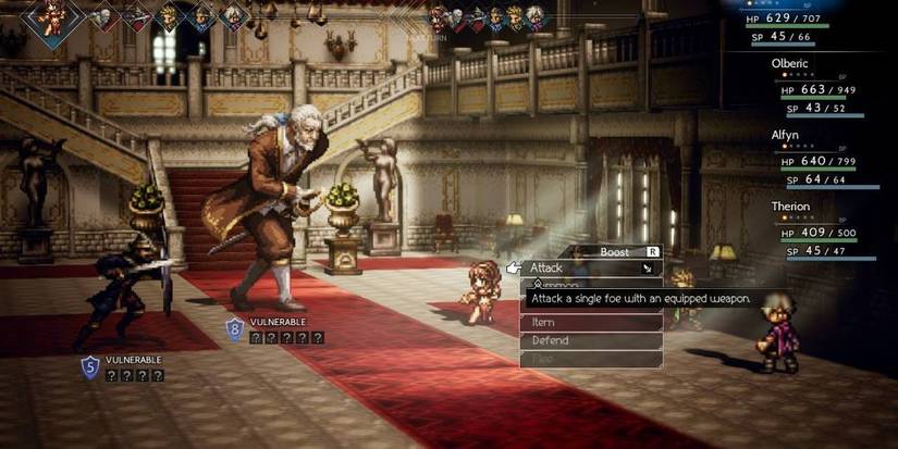 A dancer fights in Octopath Traveler