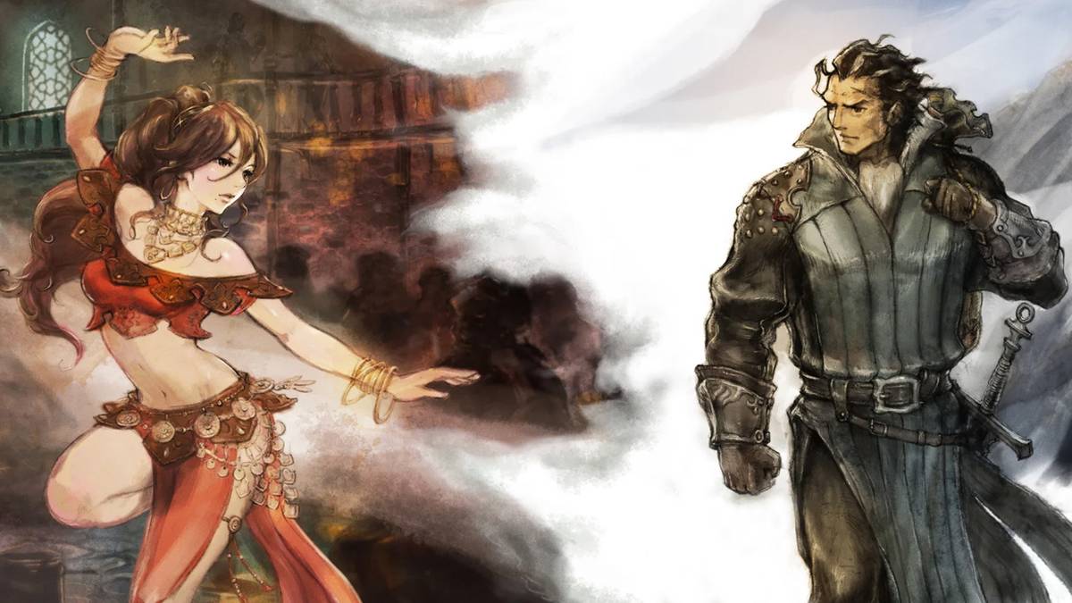 Primrose and Olberic from Octopath Traveler