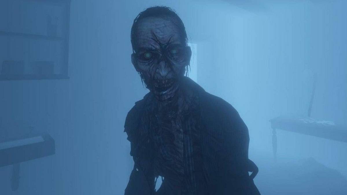 Screenshot from Phasmophobia showing a ghost up-close.