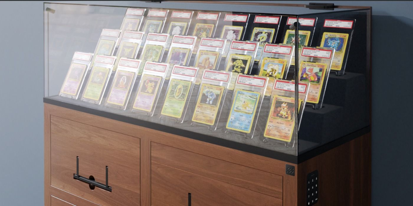 pokemon card museum grade cabinet set up glass case