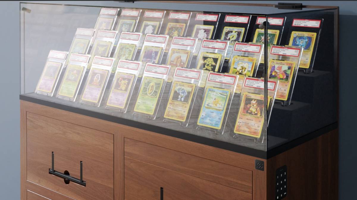 pokemon card museum grade cabinet set up glass case