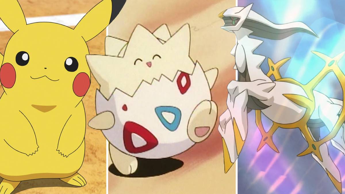 Pikachu, Togepi and Arceus from the Pokemon series