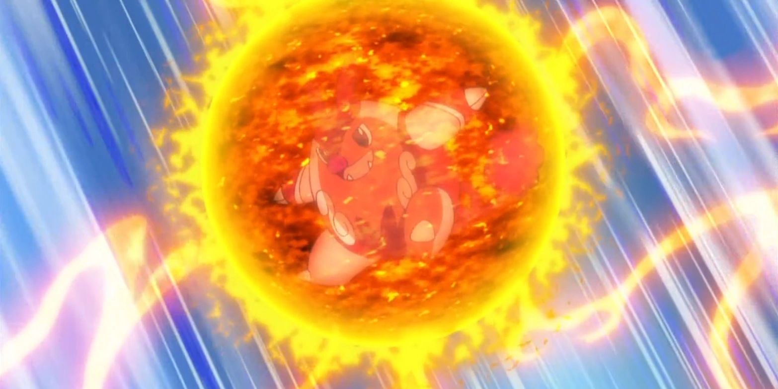 Pignite using Heat Crash; a move that was once exclusive to Tepig's evolutionary line
