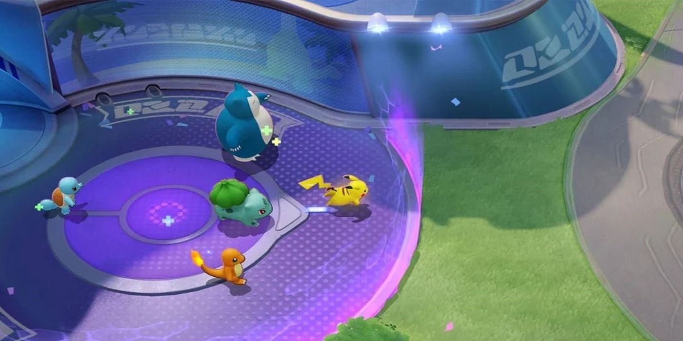 pokemon unite moba starting area pikachu snorlax