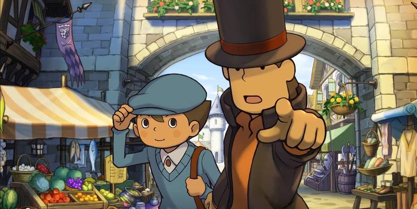 Professor Layton art screenshot town marketplace