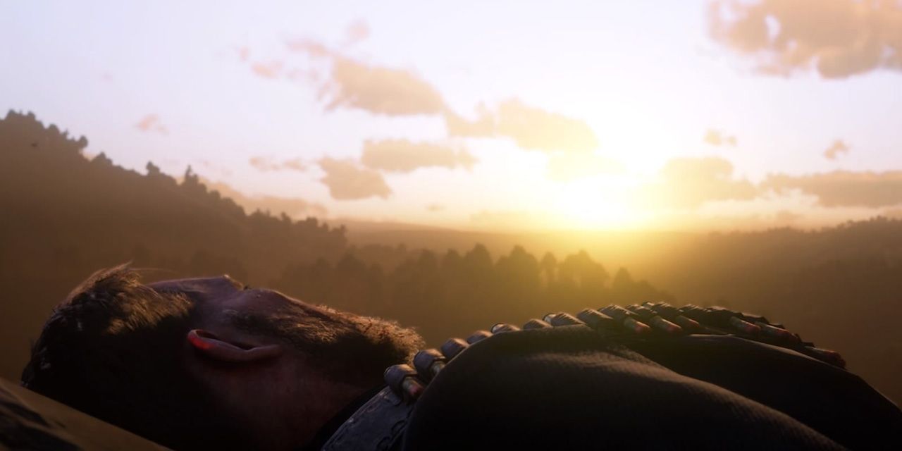 Arthur seeing the sunset before his death in Red Dead Redemption 2
