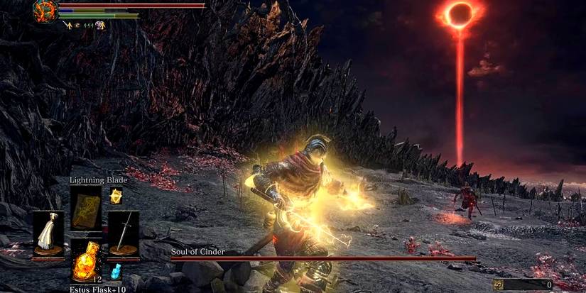 fighting the final boss with lightning spells