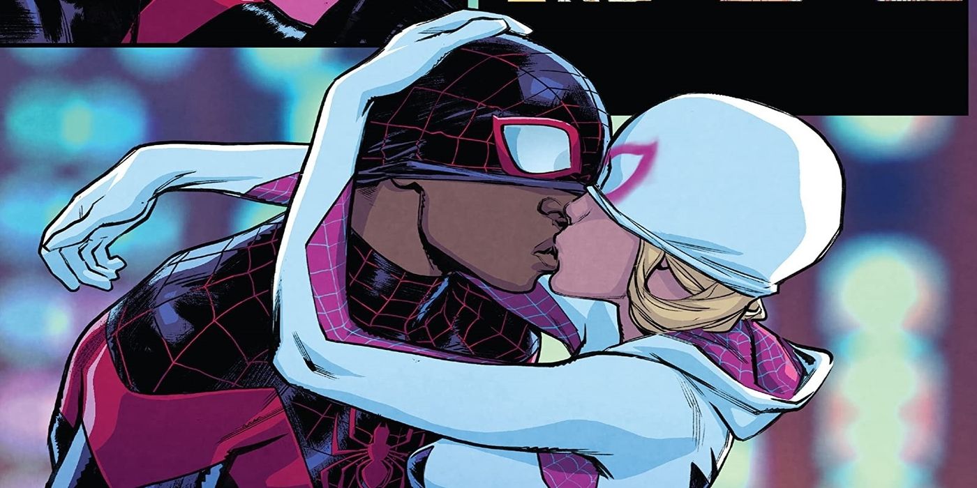 miles and spider-gwen kiss