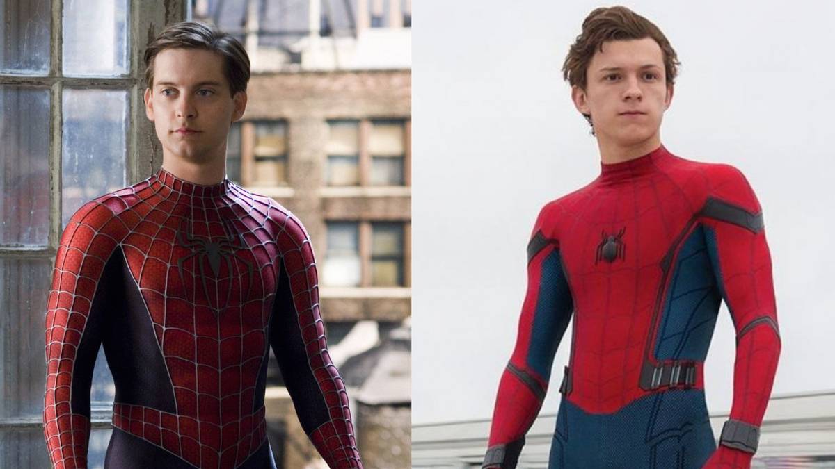 spider-man movies tobey maguire and tom holland in suit