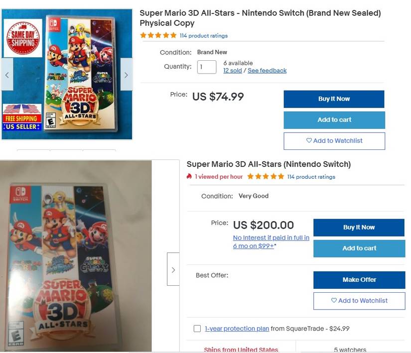 super mario 3d allstars ebay listings