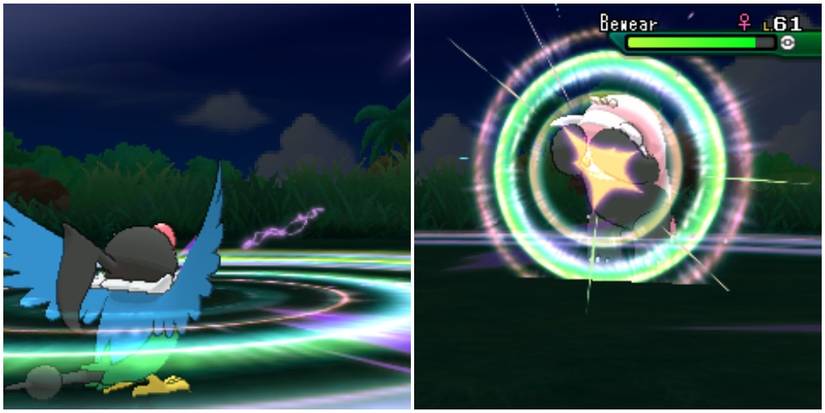 Chatot hitting Bewear with Synchronoise