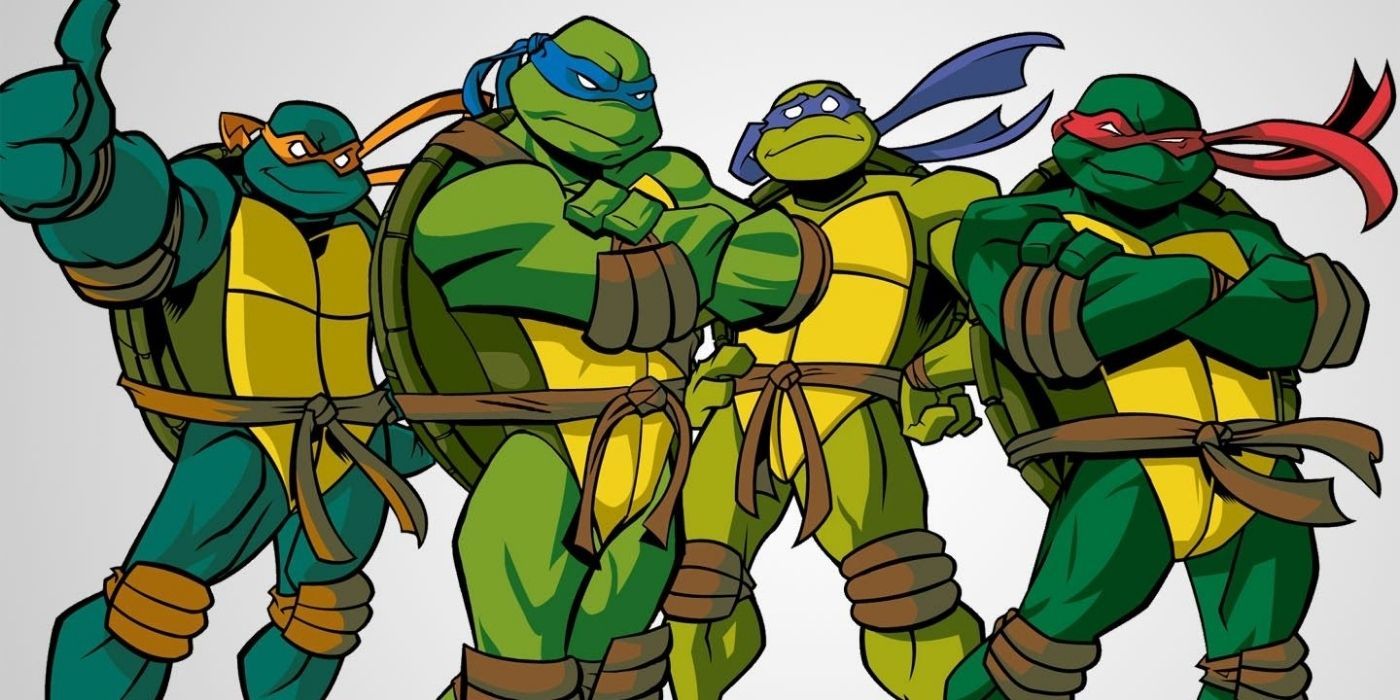 The Teenage Mutant Ninja Turtles striking a pose