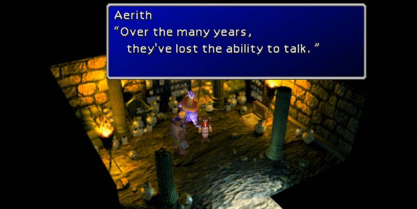 Aerith explains that the spirits of the Ancients have forgotten how to talk in The Temple of the Ancients (Final Fantasy VII)