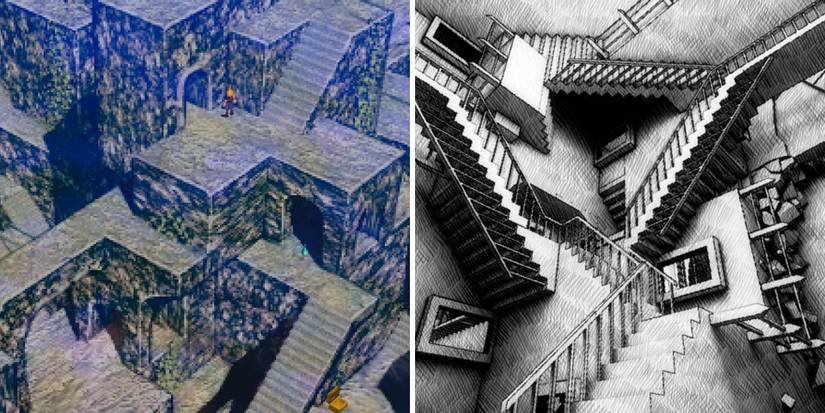 The labyrinth in the Temple of the Ancients (Final Fantasy VII) and work inspired by Relativity