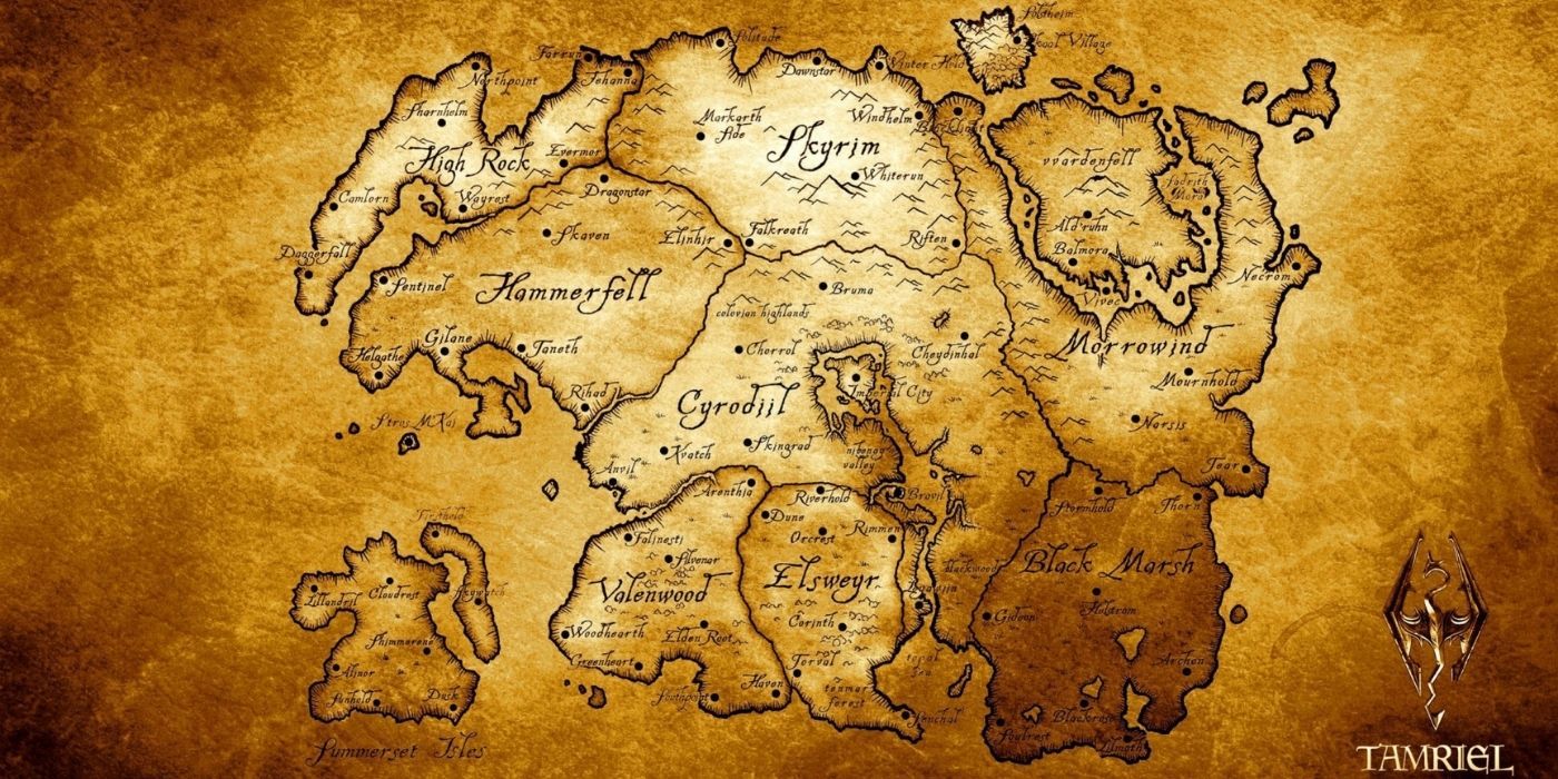 map of tamriel continent from elder scrolls