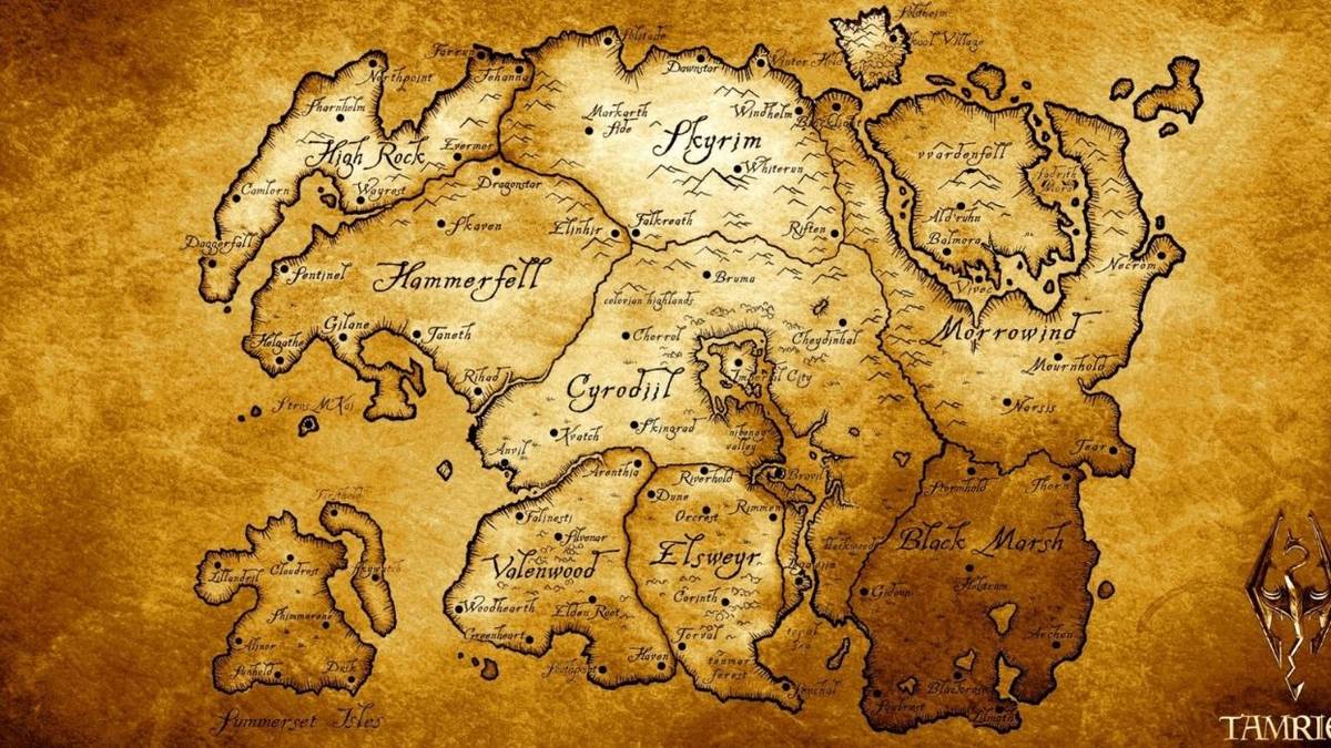 map of tamriel continent from elder scrolls