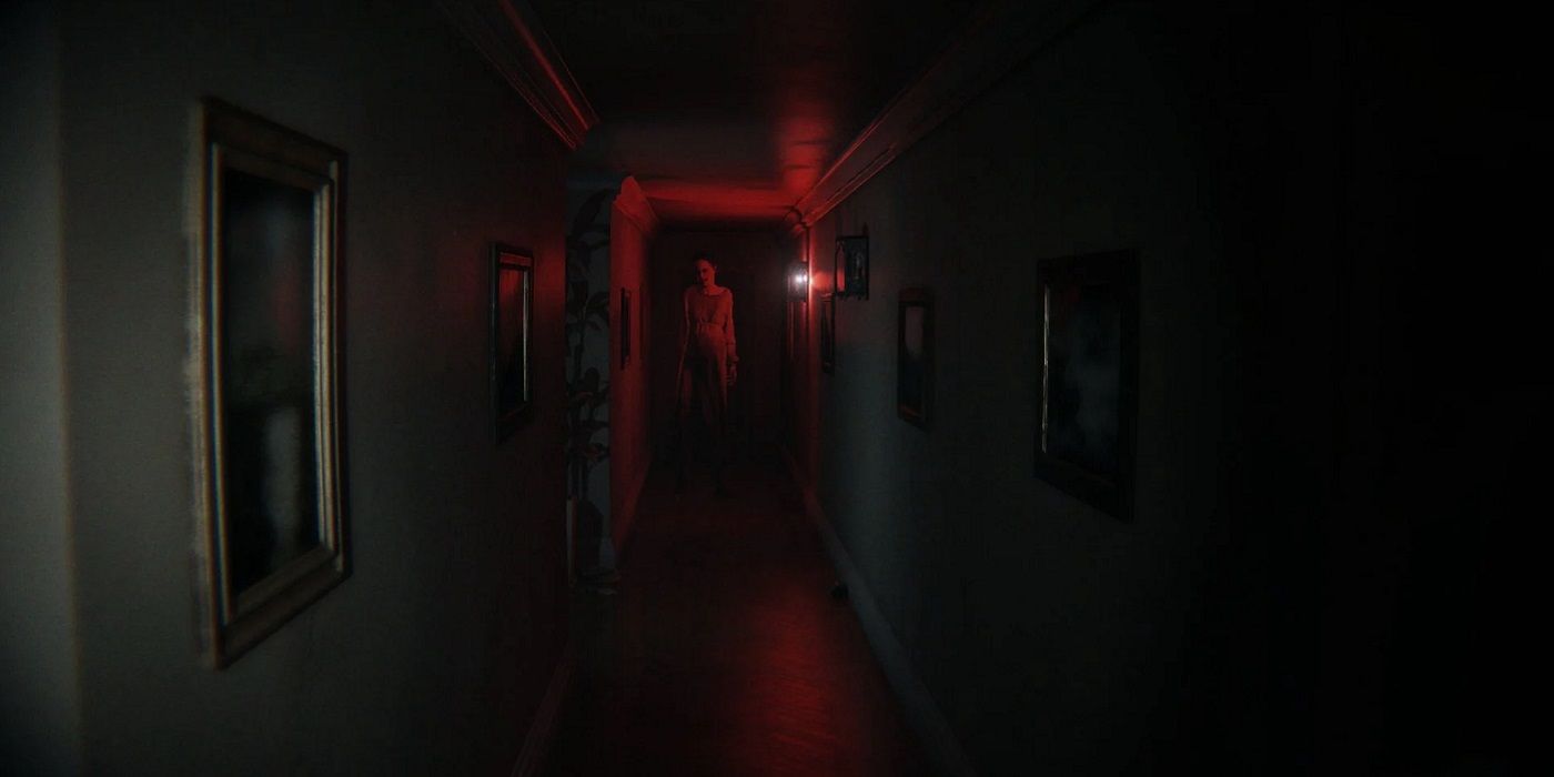 Screenshot showing Lisa in a red corridor in P.T.