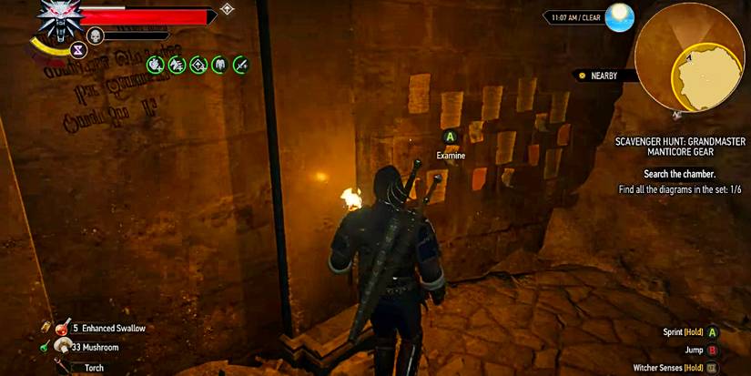 cave with pages on a wall where one finds the diagram.