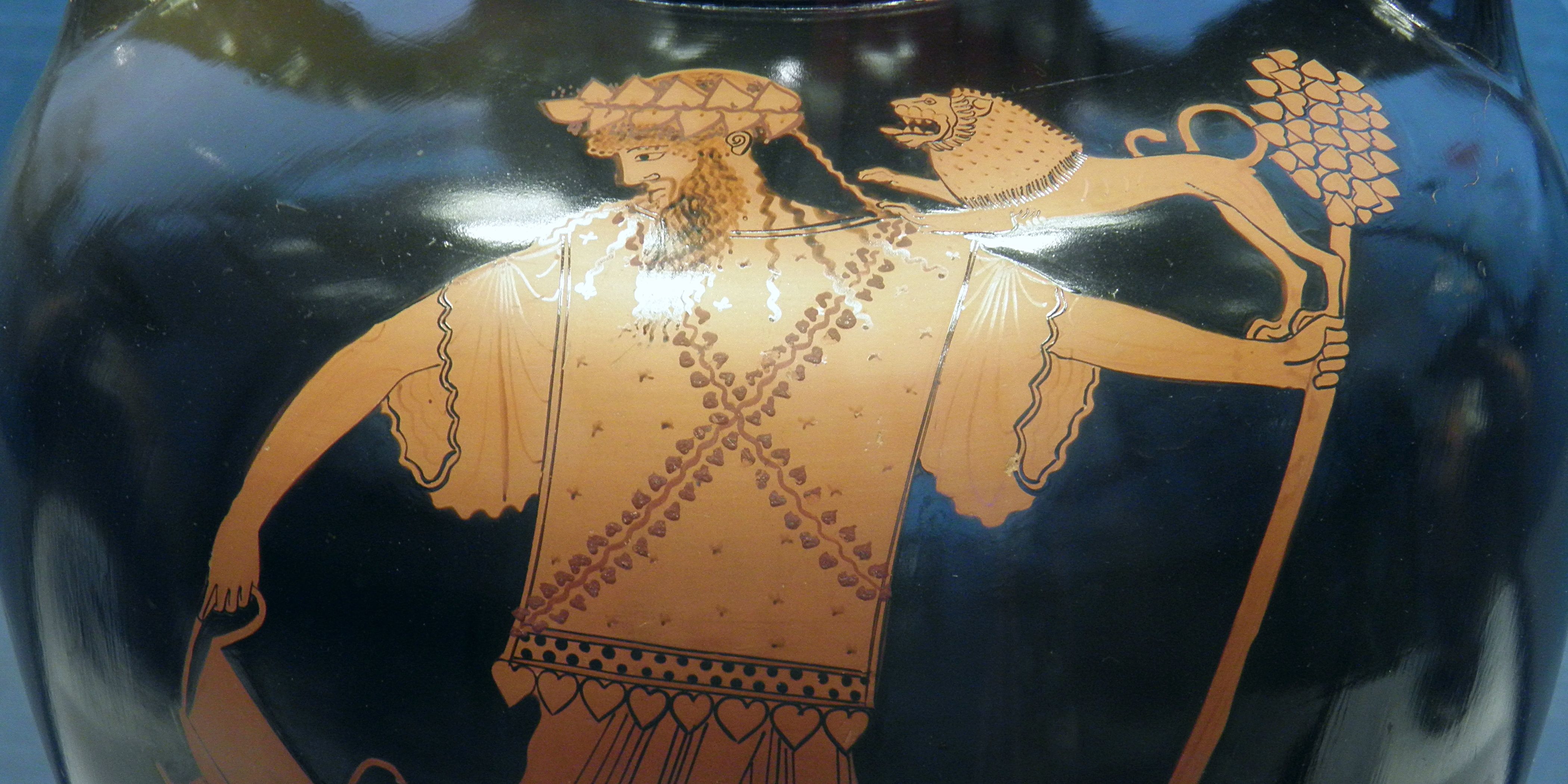 Dionysus depicted with the Thyrsus, his scepter