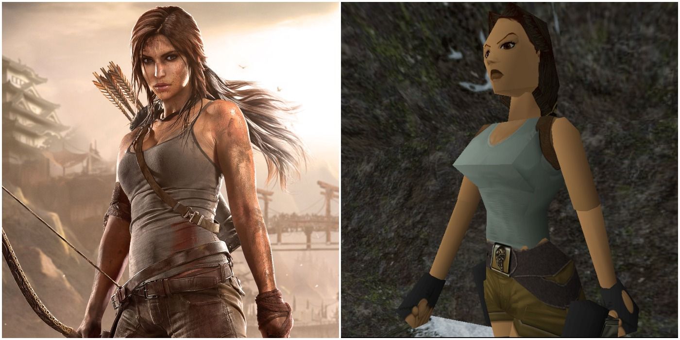(Left) Lara Croft in Tomb Raider (2013) (Right) Lara Croft in Tomb Raider (1996)