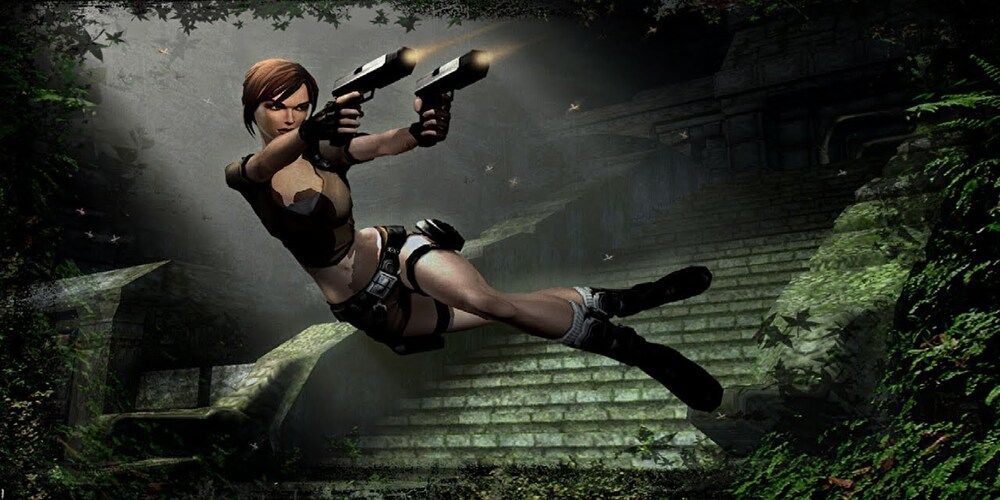 Lara mid-air shooting in Legend