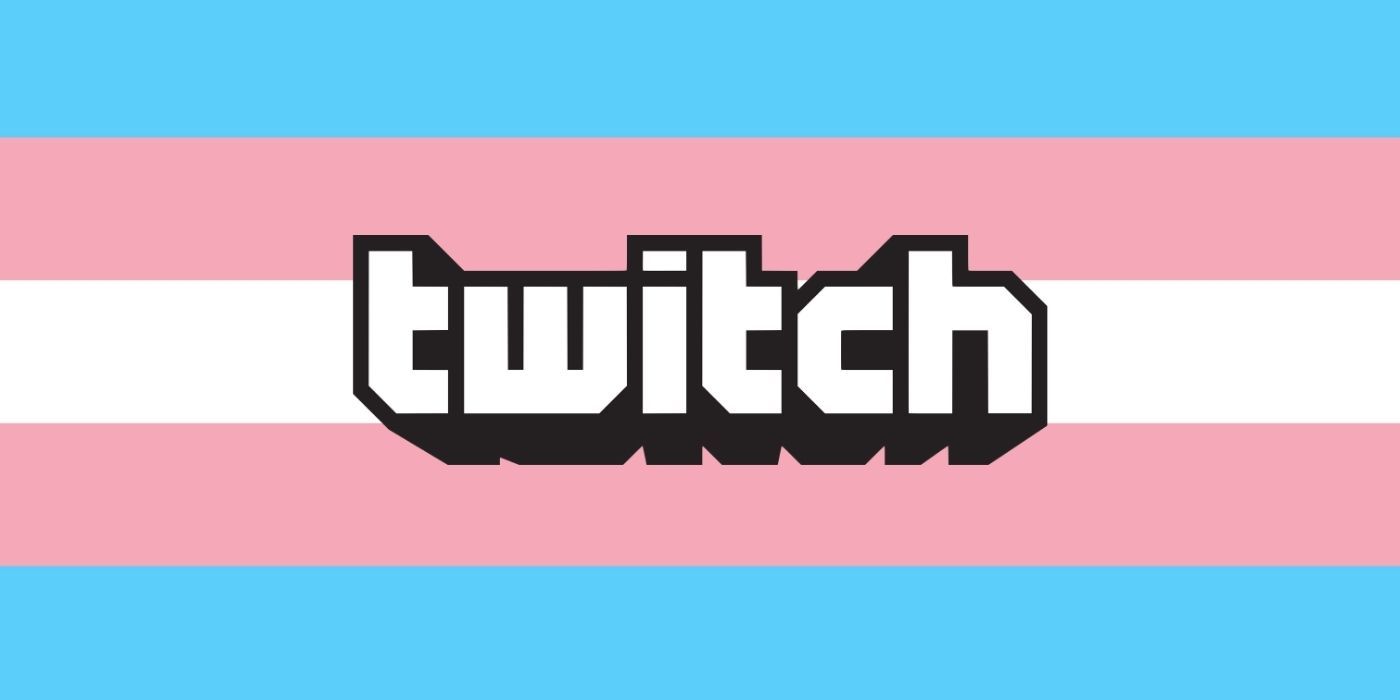 twitch logo over trans flag colors, pink, blue, and white