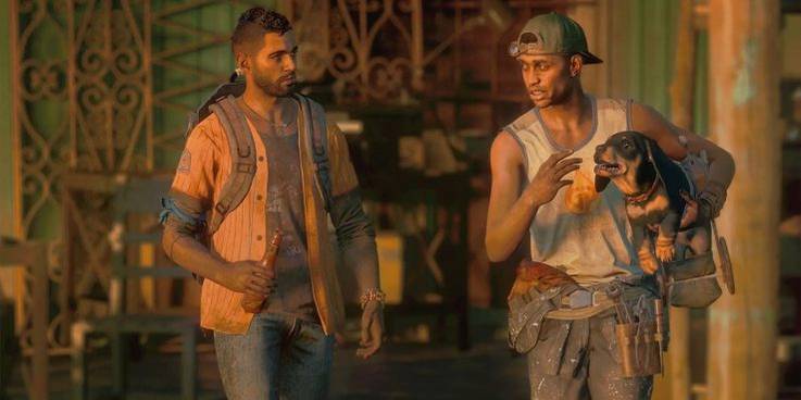 Far Cry 6 promo image two men with dog