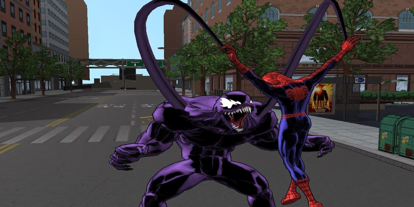venom grabs spider-man ultimate spider-man game