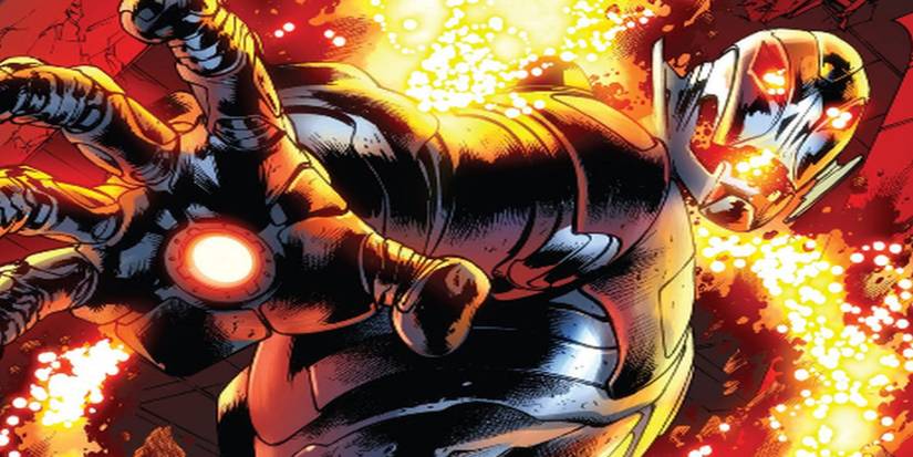 ultron marvel comics surrounded by fire