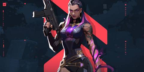 reyna, valorant agent with purple siphon in hand