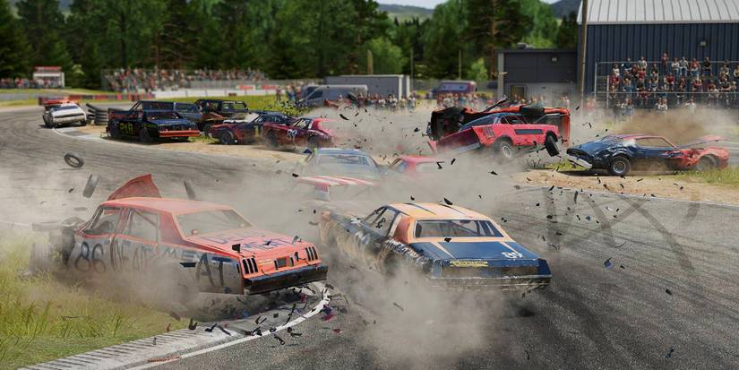 wreckfest multiple car crashes