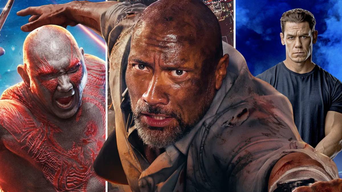 Dave Bautista, The Rock and John Cena. Three WWE wrestlers who have starred in movies