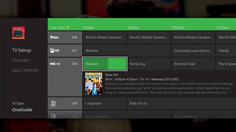 xbox oneguide tv listings