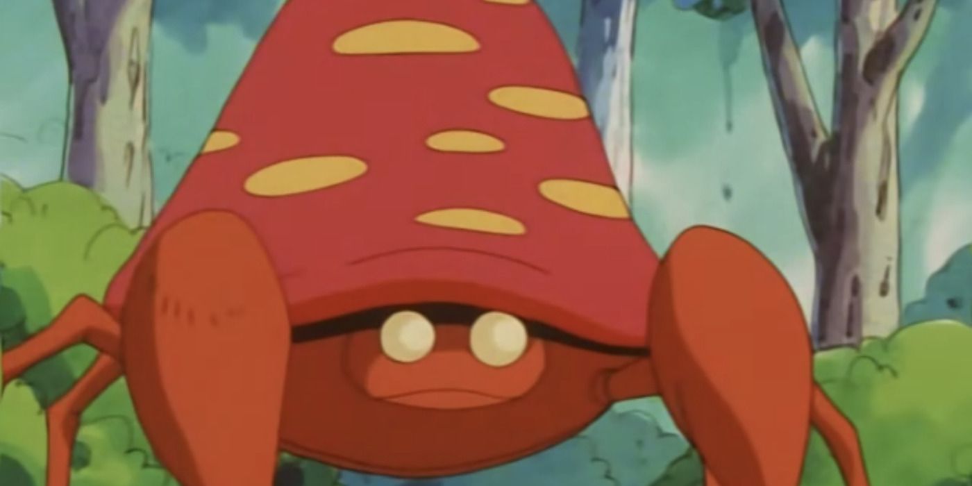 The Pokemon, Parasect up close in woodland in anime