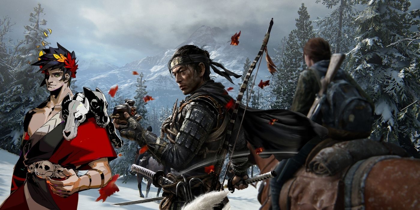 characters from multiple video games, a greek demigod, a japanese warrior, a girl on horseback
