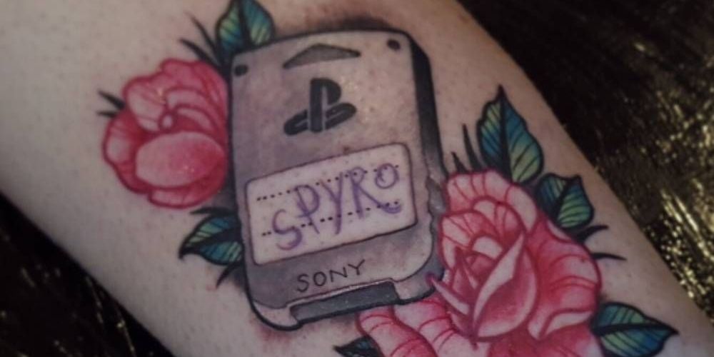 Spyro PS1 memory card tattoo.