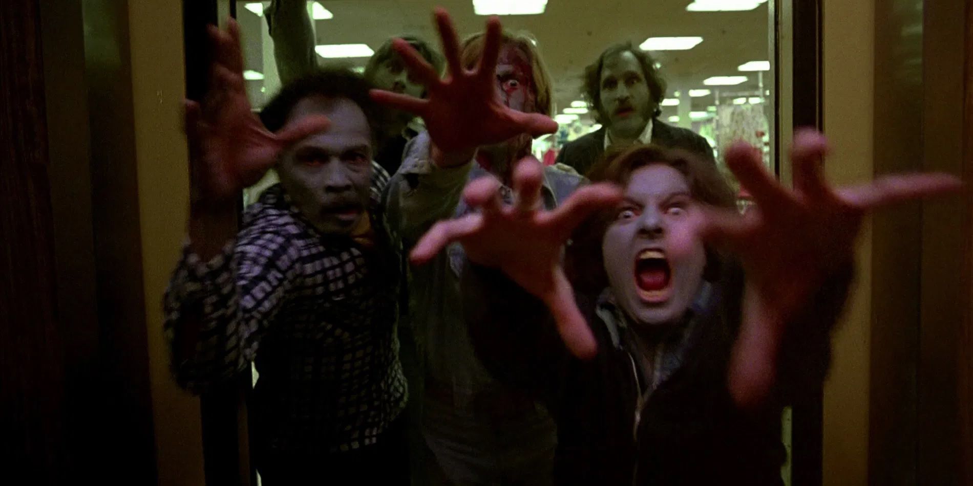 A horde of zombies in Dawn of the Dead 1978
