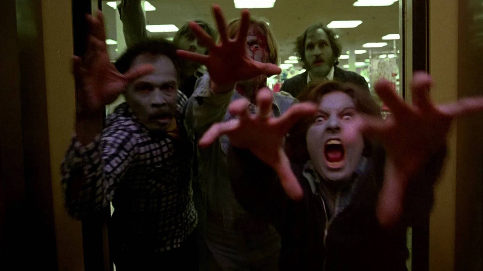 A horde of zombies in Dawn of the Dead 1978