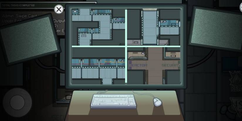 Security camera screen on The Skeld in Among Us