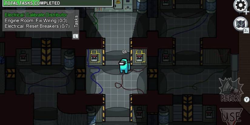 Blue Player in the electrical room on the Airship map in Among Us