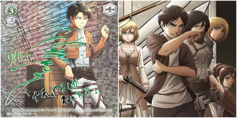 Attack on Titan Quiet Passion Levi Rare Card and Anime Promo Image