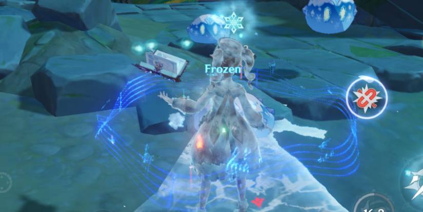 Barbara freezed by Cryo Slimes