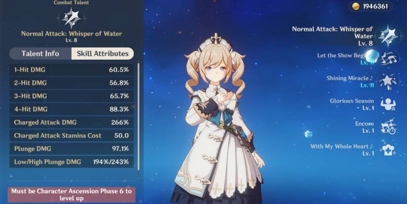 Barbara talent level 8 on normal attack