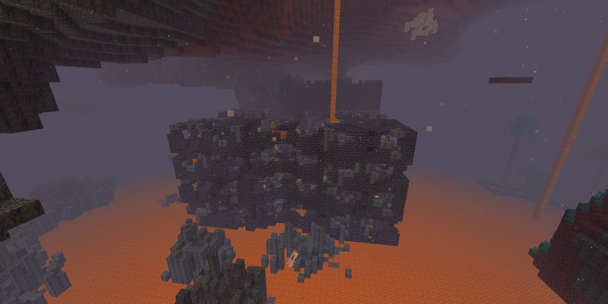 Wide shot of Bastion remnant Minecraft