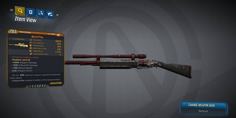 Borderlands 3 Bird of Prey legendary sniper rifle
