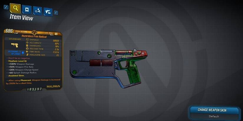 Borderlands 3 Free Radical legendary pistol